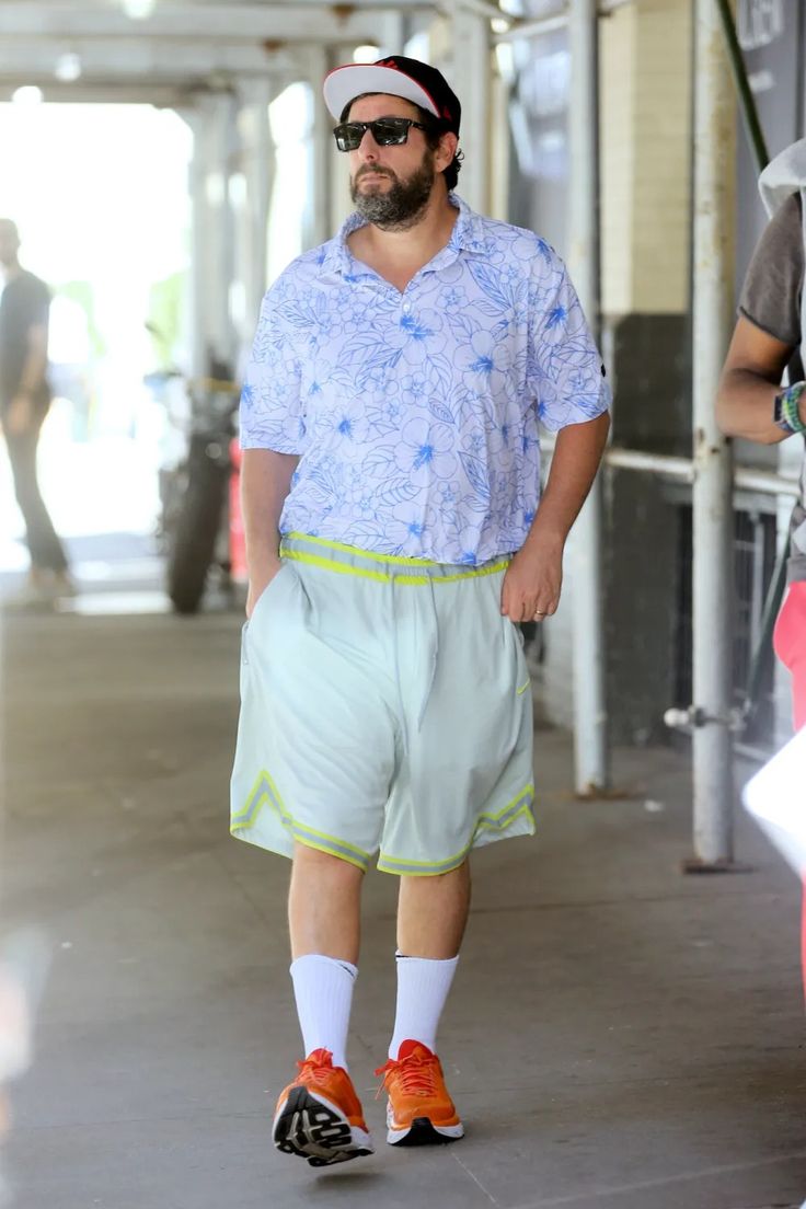 Blue Floral Shirt with Light Blue Shorts